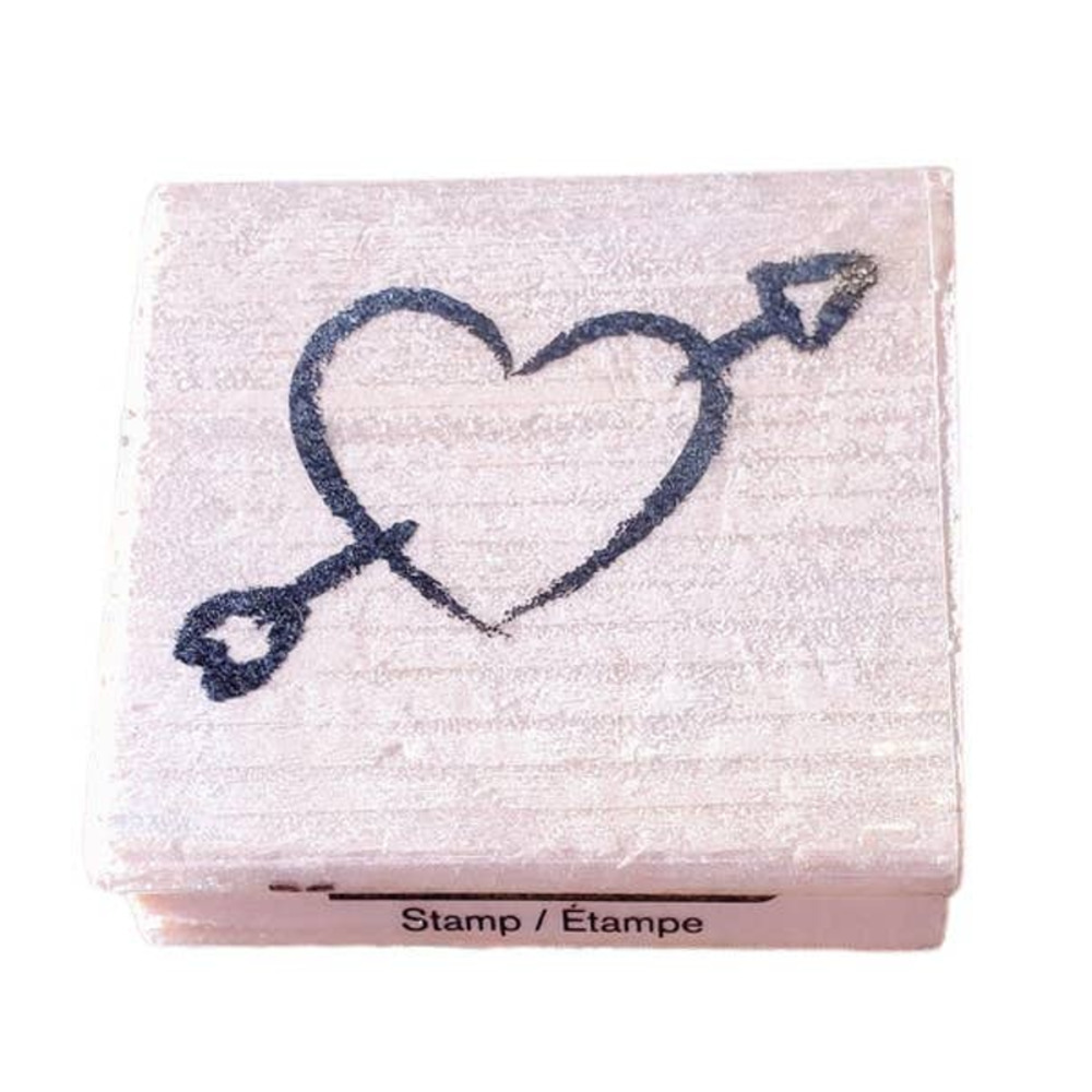 Love Heart With Arrow Craft Smart Wood Mounted Rubber Stamp